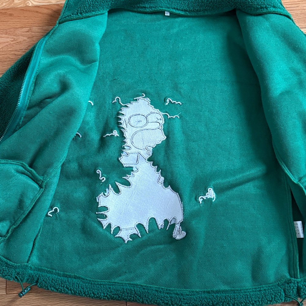NWT Homer Simpson Meme Embroidered-detail Teddy Fleece Zip Green XS - Picture 8 of 8